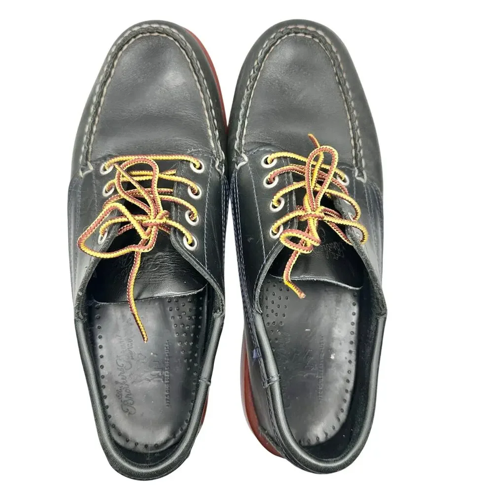 Sebago | Men | Campsides Black Smooth Leather Casual Boat Shoes | Size 8